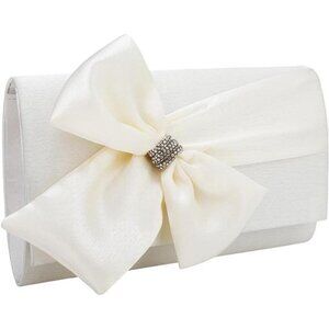 Bow Clutch for Women White
